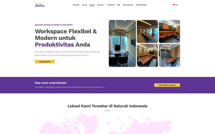 Portofolio website Daima Cloud Space oleh Studio Rumah