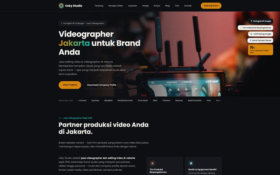 Portofolio website Osky Studio oleh Studio Rumah